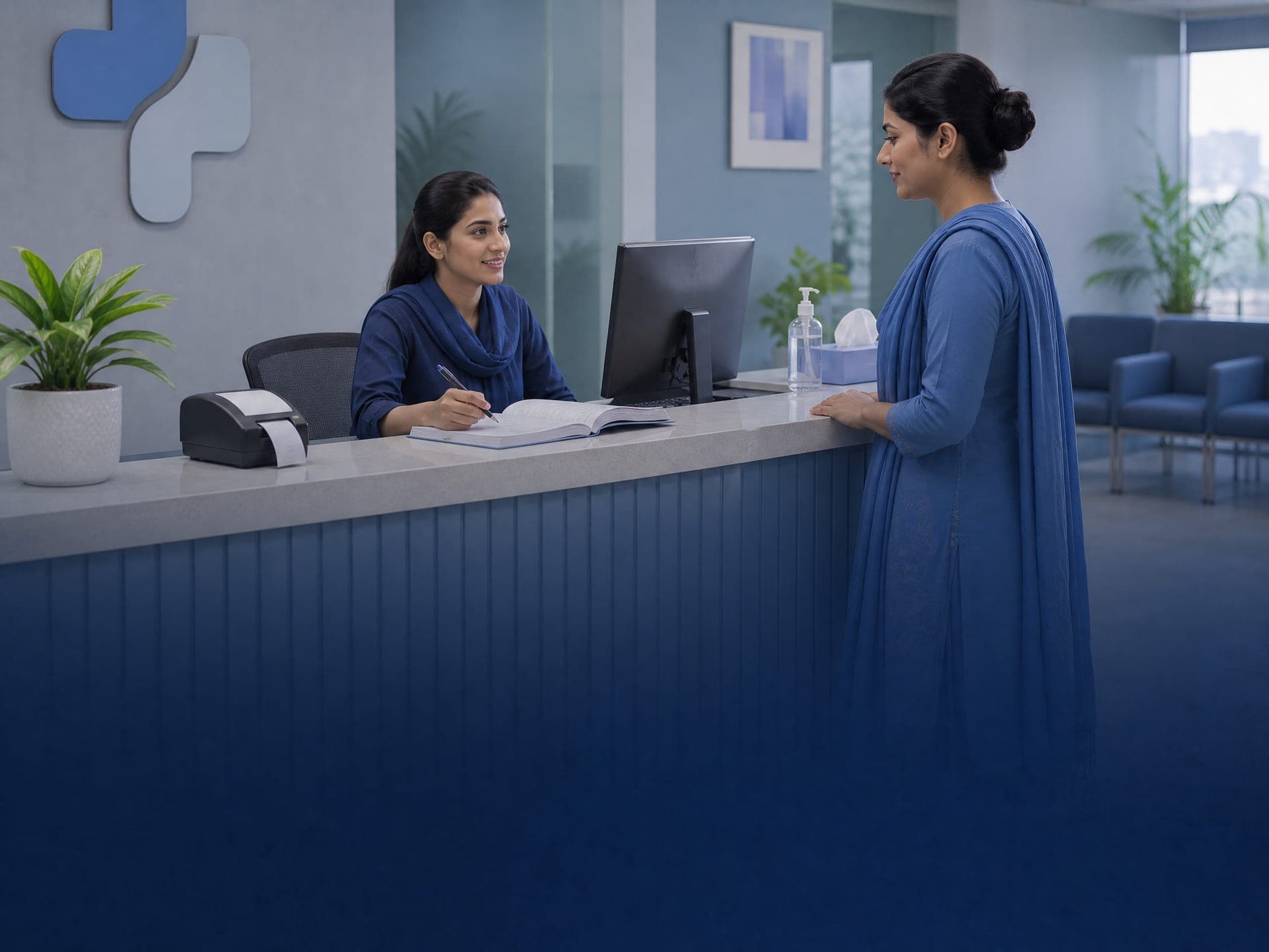Patient receiving care in clinic